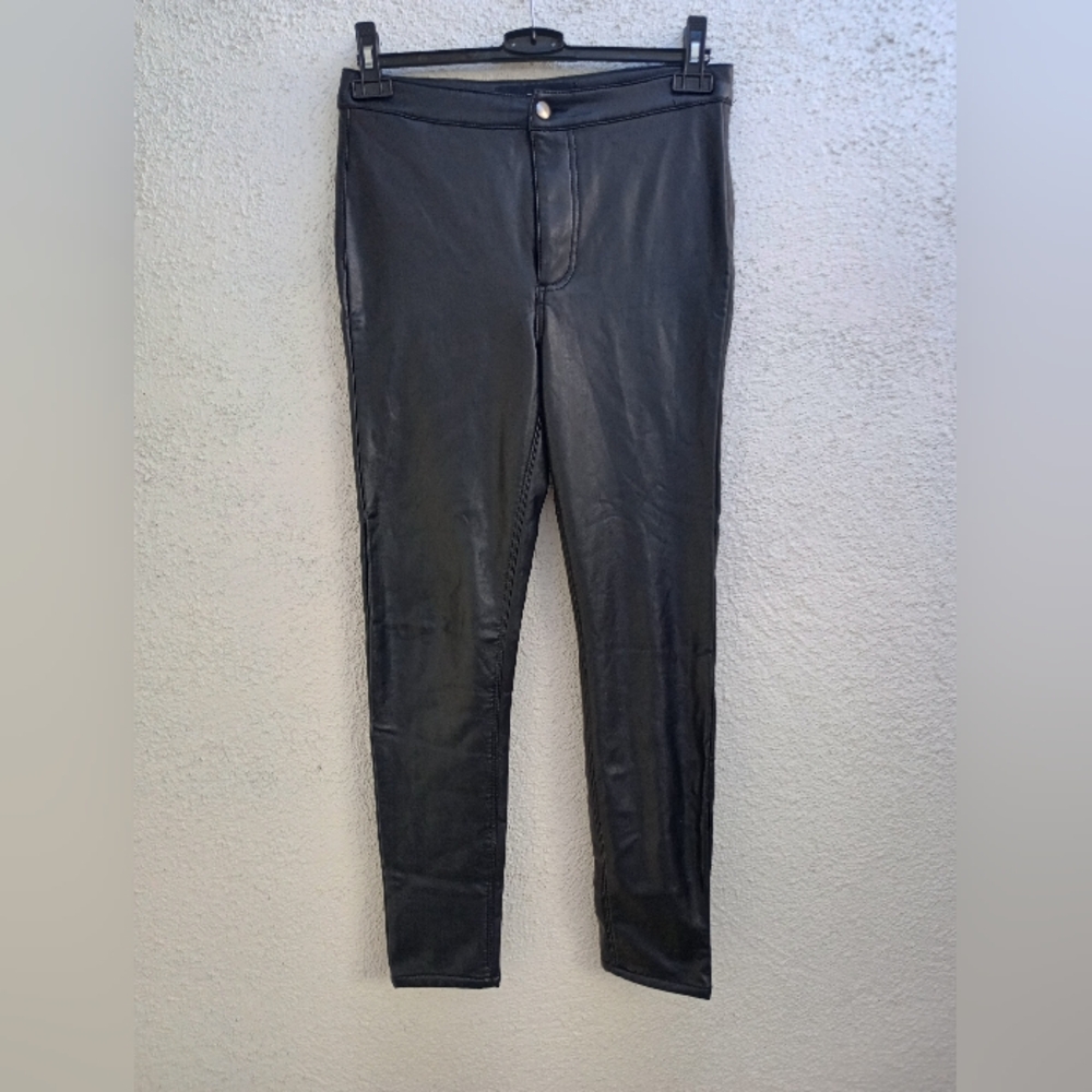 Ashley Mason Black Faux Leather High Waisted Skinny Pants Jeans Baddie Clubwear